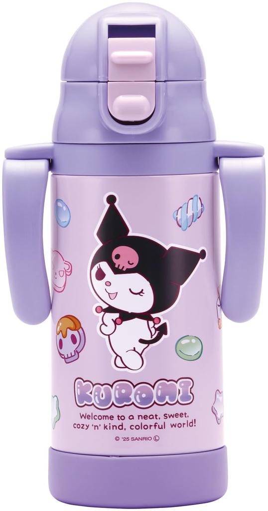 Skater Stainless Steel Straw Mug with Foldable for Sanrio Mashu 2-Way Handle, 350ml, Babies, Kuromi, Gumi, Girls, STWM3N-A