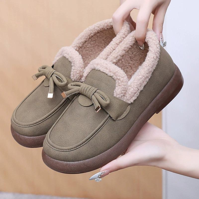 Cotton Shoes Women's Winter New Style Plus Velvet Thick Warm Snow Boots Pedal Mother Shoes Thick-soled All-match Warm Cotton Boots