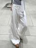 Korean High-Waisted White Wide-Leg Pants, Spring 2026 - Women's Drapey Old Money Style Cotton Linen Trousers