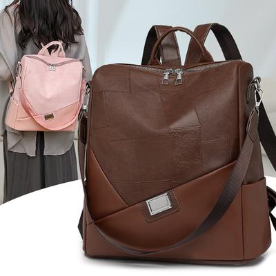 Retro Commuter Large-Capacity Shoulder Bag Durable Soft Leather Outdoor Travel Backpack Shoulder and Crossbody Dual-purpose  Multi-Functional Bag