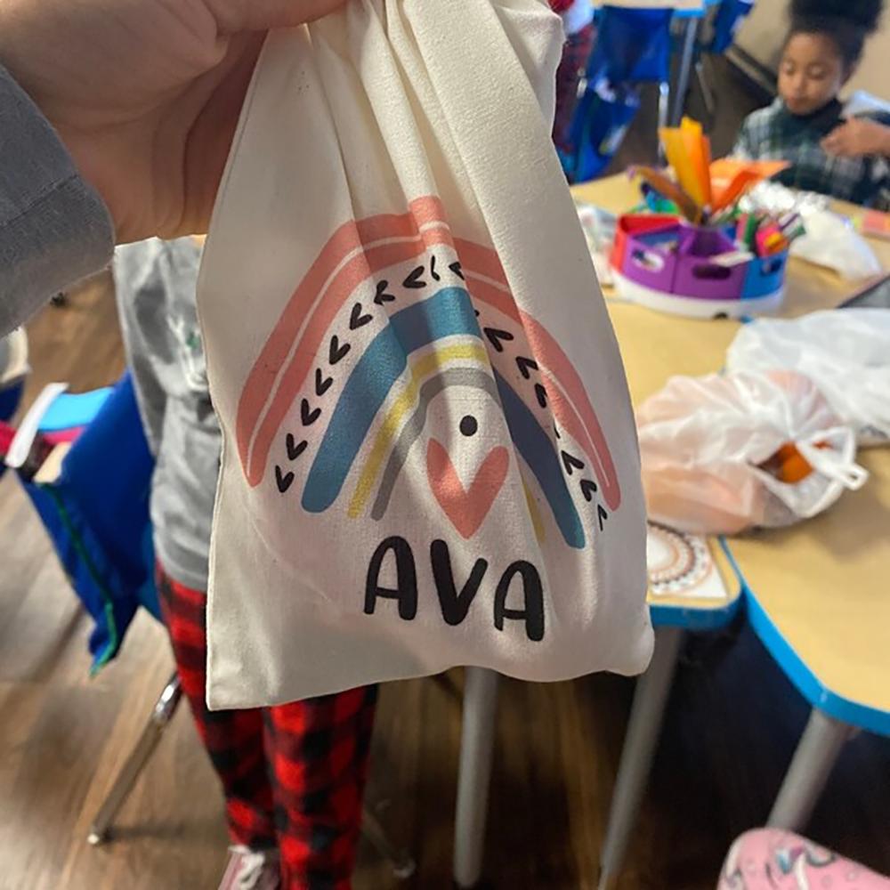 Personalized Rainbow Party Favor Bags Boho Birthday Party Table Decor Kindergarten Kids Gift Bags Back To School Baby Shower