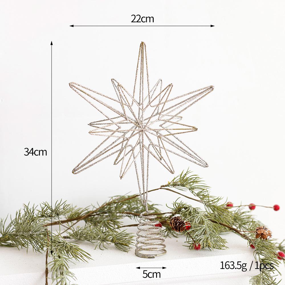 Luminous Wrought Iron Seven-Pointed Star LED Christmas Tree Topper