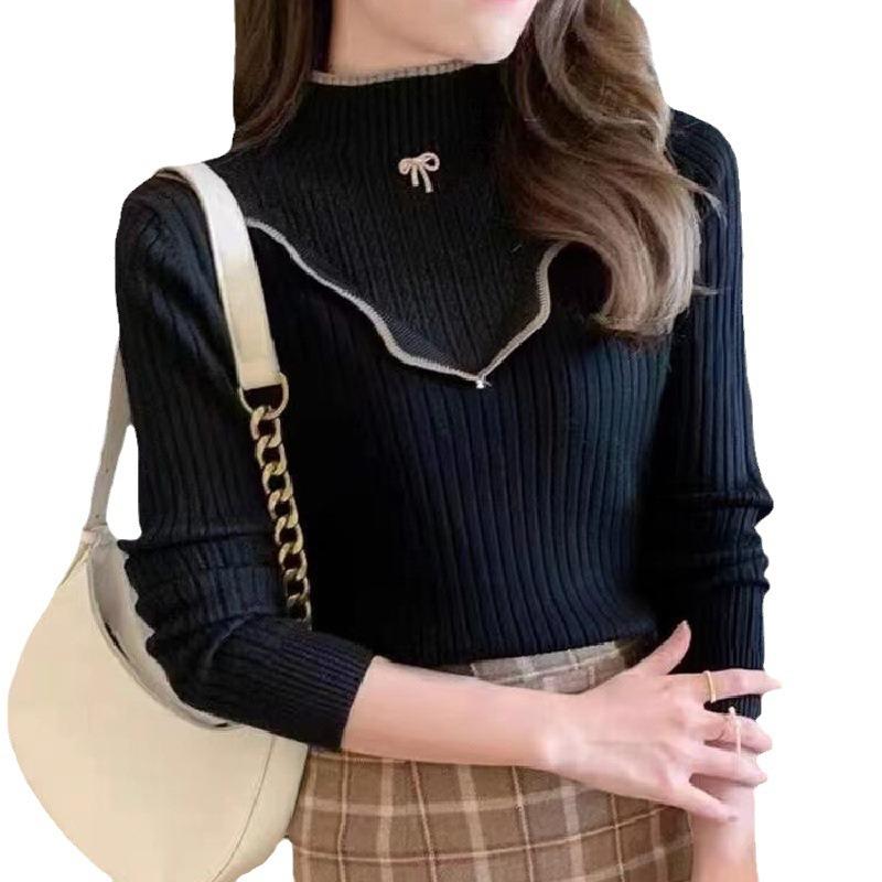 Winter new semi-turtleneck knitted sweater women's autumn and winter slim-fit fashion outer bottoming shirt women's top tide