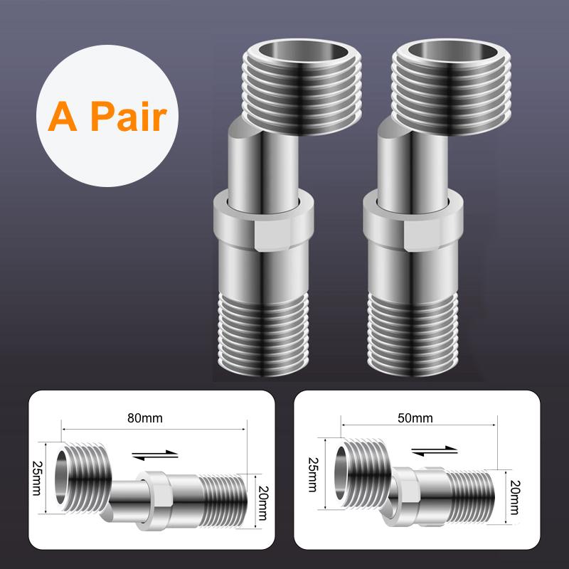 VGX Shower Extension Corner Telescopic Curved Feet 360 Degree Adjustable Shower Faucet Angled Adapter Bathroom Eccentric Screw