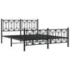 Metal Bed Frame with Headboard and Footboard Black 150 X 200 Cm