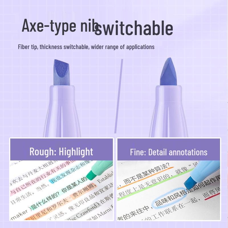 Morandi Gradient Highlighter Pen - Eye Protection, Large Capacity, for Students and Journals