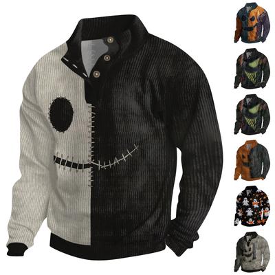 Men's Halloween Printed Corduroy Button Shirt
