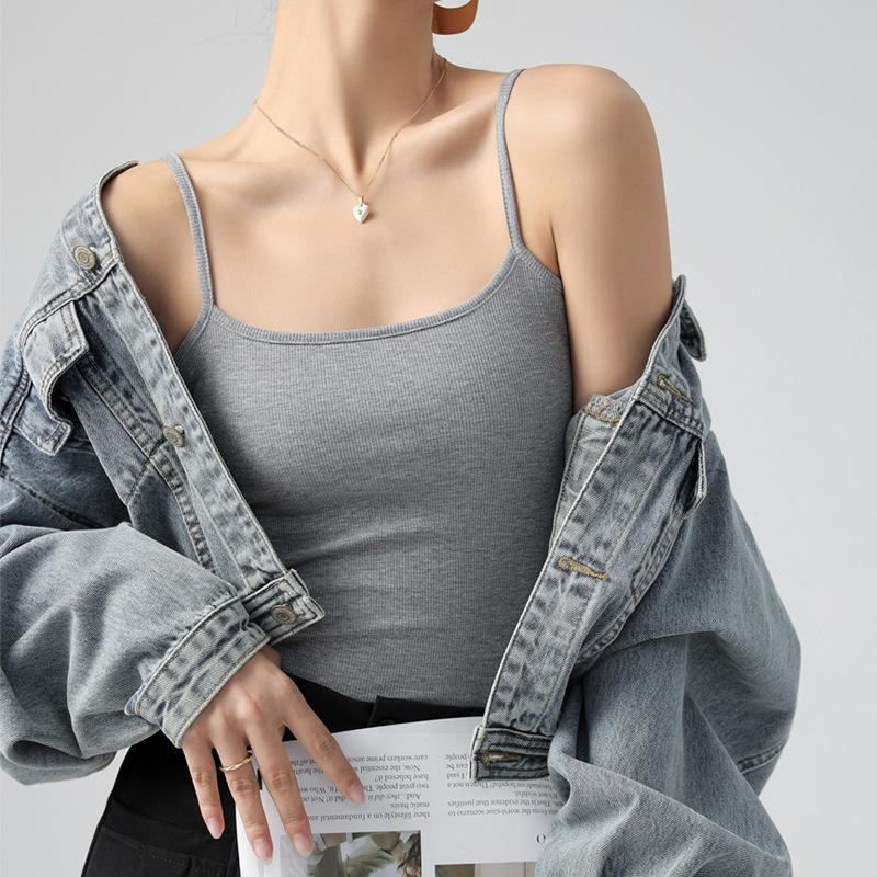 Summer Basic Tanks Spaghetti Strap Camis Solid Stretch Tops for Women Sleeveless Slim Fit Basic Solid Knitted Camisole