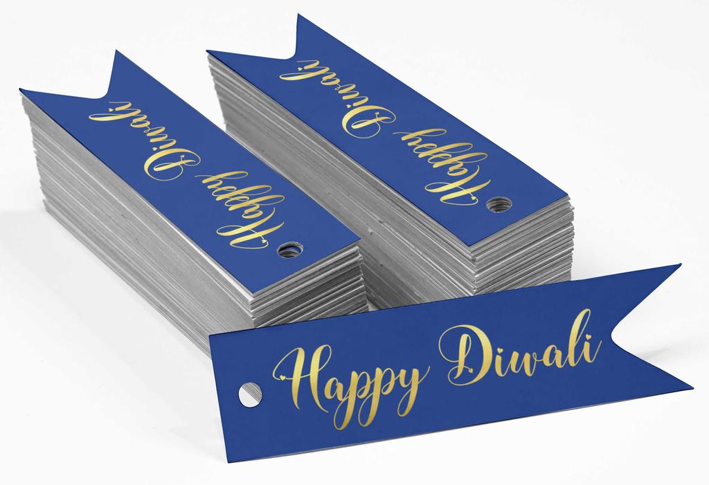 Inkdotpot Pack Of 100 Happy Diwali Favor Paper Tags Craft Real Gold Foil Hang