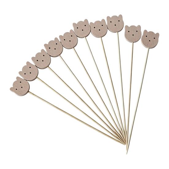 100PCS Disposable Cocktail Picks Head Decor Cute Panda Bamboo