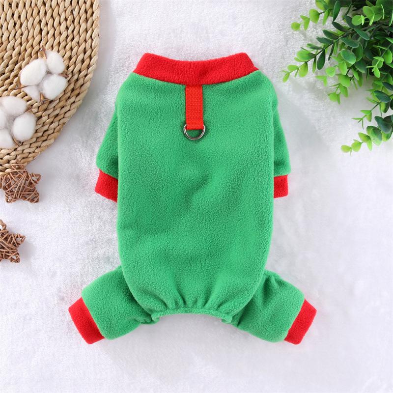 Windproof Fleece Four-Legged Pet Jumpsuit with Leash Loop – Autumn/Winter