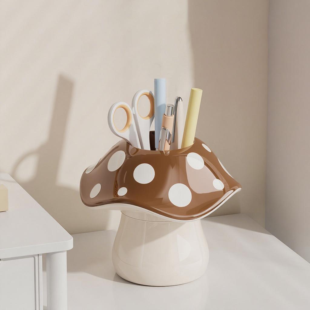 Circular mushroom pen holder Makeup Brushes Holder Desktop Organizer Multifunctional Storage Box For School Office Home Room
