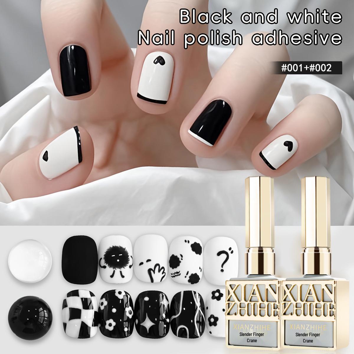 

Long-Lasting Black & White UV Gel Nail Polish: Translucent Black, Pure Black, Pure White, Eggshell Tint for Salons белый