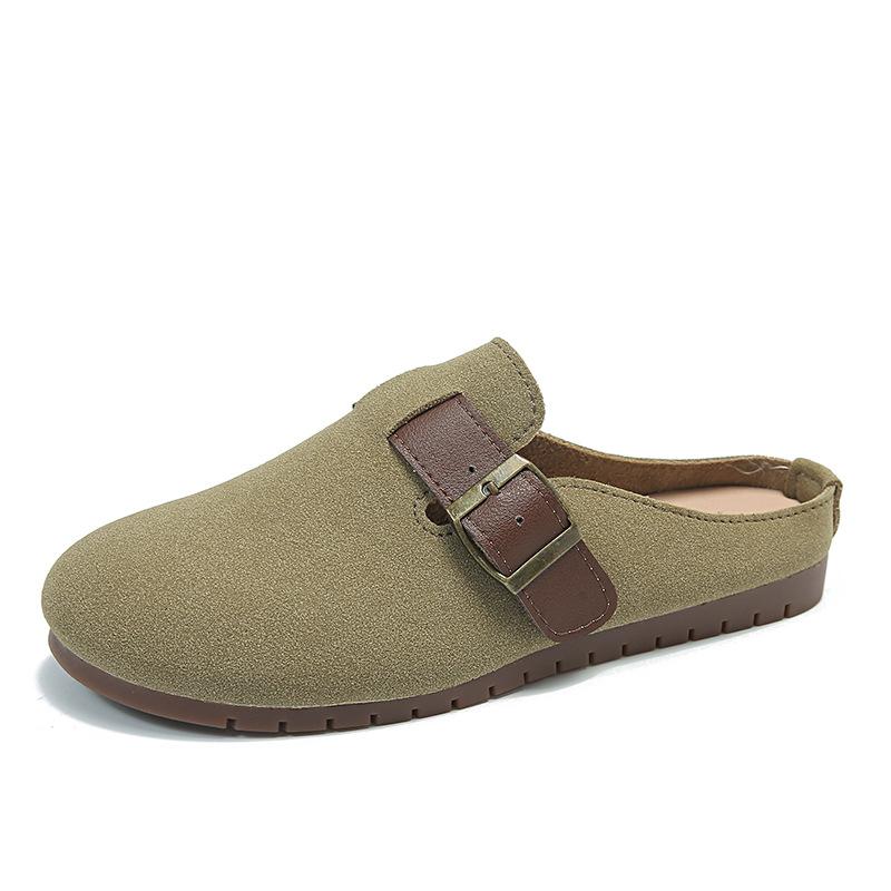 

Ретро плоская подошва мягкая подошва сумка голова полушлепанцы женские носить мягкая подошва один педаль полуподдержка одинарная обувь женская 40 хаки