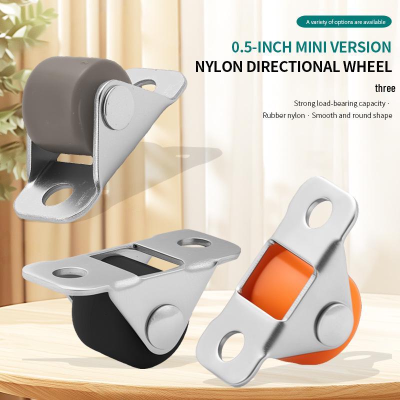 Mini 0.5-inch Directional Rubber Nylon Casters for Tatami Bed Box - Silent Universal Wheels 0.5 inch Silent Wheel [Orange]