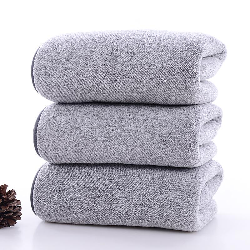 

Bamboo Charcoal Coral Fleece Bath and Face Towel Set - Thick, Solid Color 35x75cm