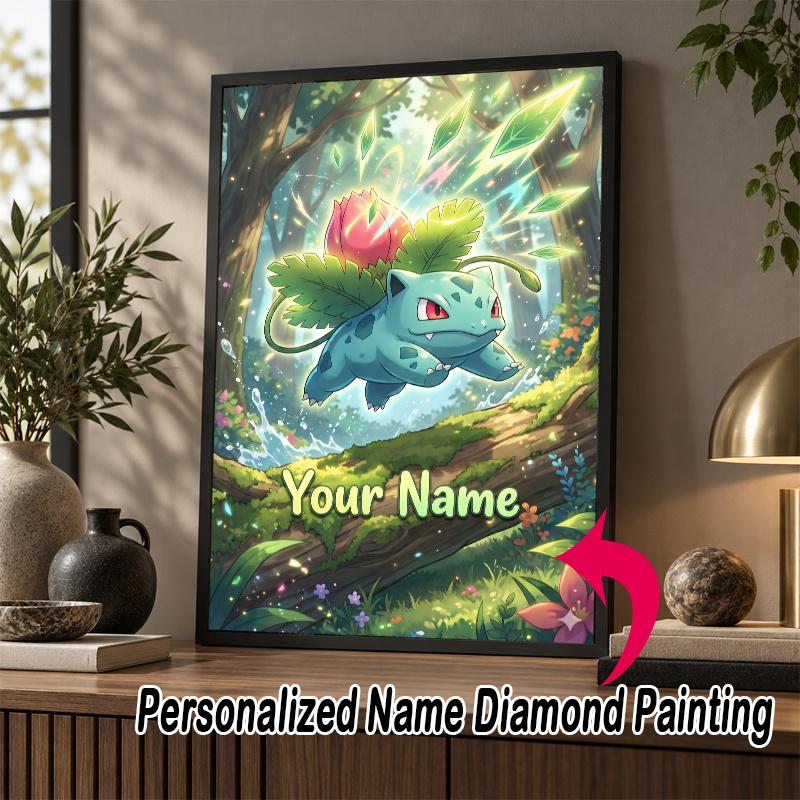 Personalized Bulbasaur Diamond Art Custom Name 5D Diamond Painting Full Drill DIY Craft