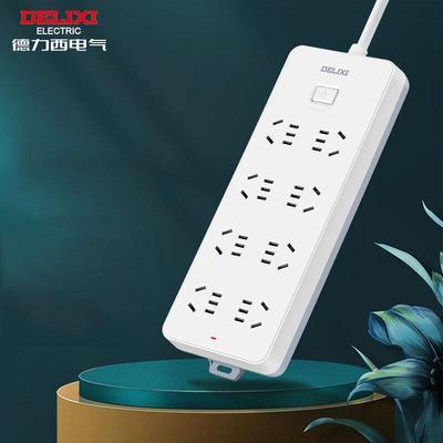 Delixi National Standard 8-Outlet Power Strip with Master Switch, 1.8m