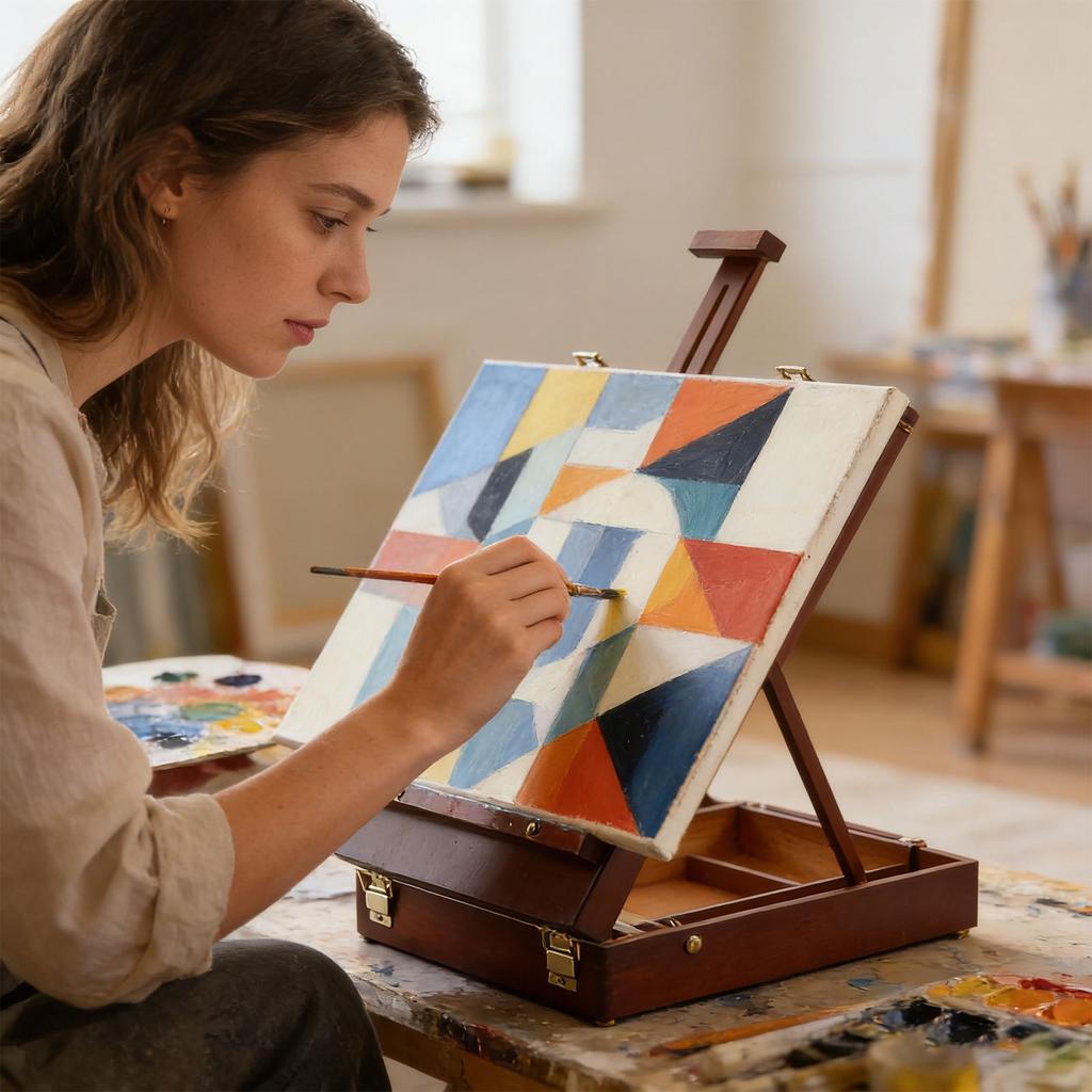 All In One Desktop Easel Art Organizers Featuring Adjustable Sections For Comfortable Drawing Painting Anywhere