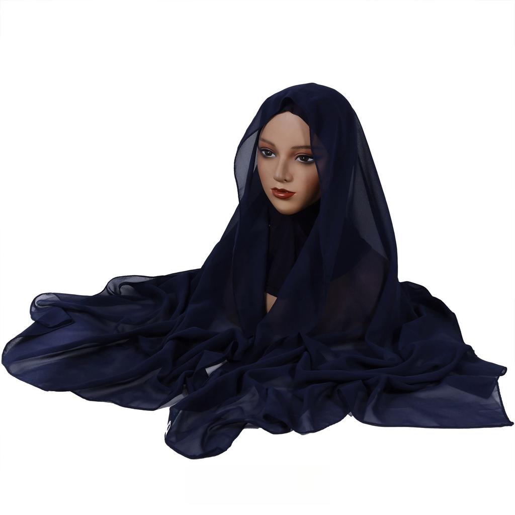 Newest 2 IN 1 High Quality Solid Color Chiffon Scarf Hijab With Niqab Set Instant Headscarf And Under Cap For Muslim Woman