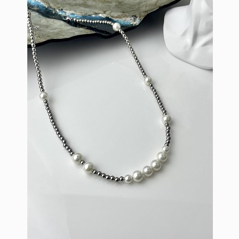 Titanium Steel Pearl Bead Chain Necklace For Men Women Hiphop Street Style Fashion Accessory