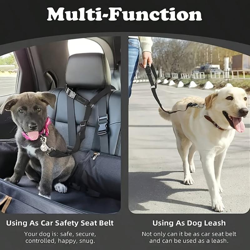 Dog Car Seat Belt Safety Tether Adjustable Pet Harness Restraint for Vehicle Travel Accessory Small Medium Large Dogs Pet Safety