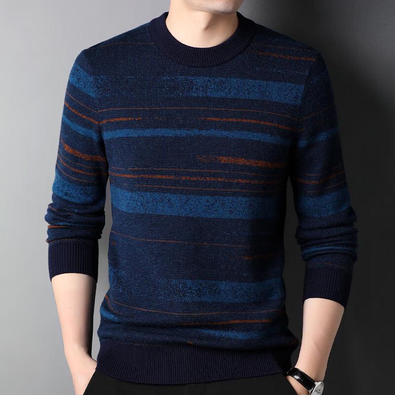 Hengyuanxiang Men's 100% Pure Wool Crew Neck Sweater