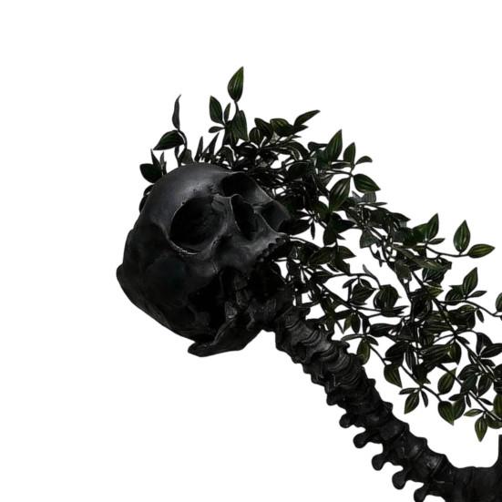 Vintage Metal Style Cemetery Art Gothic Skull Planter for Succulents Pothos, Creative Skeleton Flower Pot with Unique Gift Birthday Spine