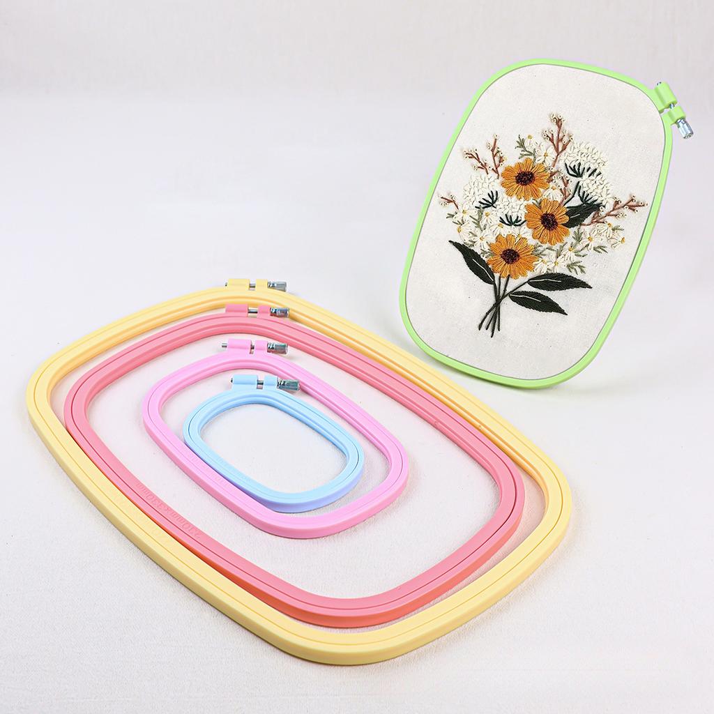 Multi-Size Plastic DIY Embroidery Hoops Square Shape Cross Stitch Hoops Frame Ring Household Craft Embroidery Set Sewing Accesso