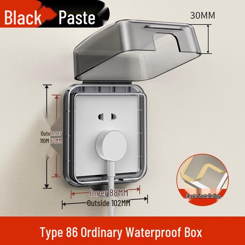 Type 86 Waterproof Bathroom Socket Cover: Child-Proof, Adhesive Shield Box