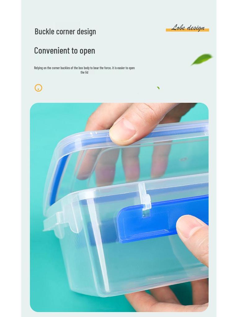Rectangular Transparent Food-Grade Plastic Storage Box with Lid for Microwave and Refrigerator