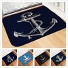 1Pc White Anchor & Navy Blue Nautical Washable Door Mat Non Slip Entrance Floor Carpet Easy To Clean Hallway Bath Kitchen Rug