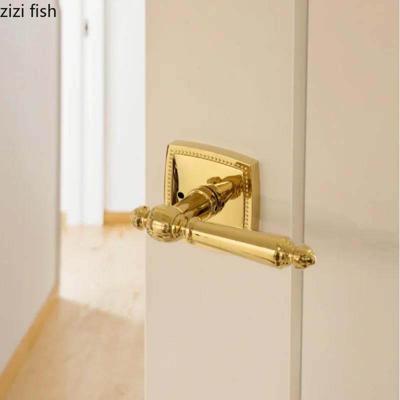 Universal Silent Locks Living Room Double Handle Door Lock Bedroom Magnetic Lock Golden Split Locks Door Hardware Accessories