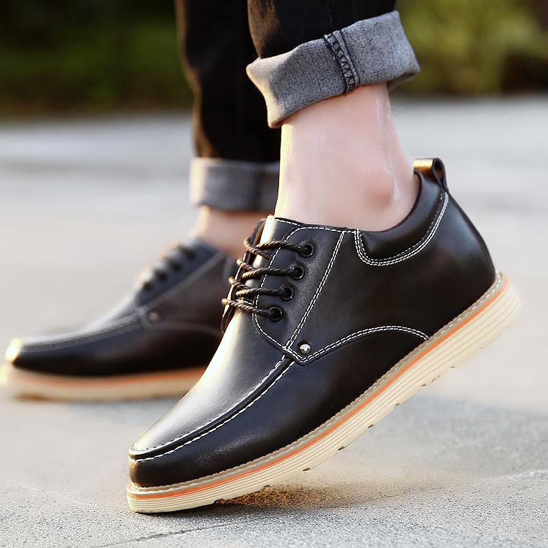Fashion High Quality Men Casual Leather Oxfords Dress Shoes Fashion Classic Work Lace Up Elevator Shoes Comfy Lightweight Walking Shoes