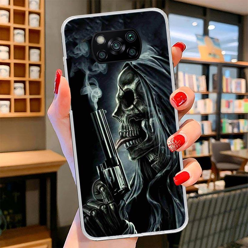Reaper Skull Skeleton Gun Cover Phone Case For Xiaomi Poco F7 Ultra X7 X6 X5 Pro M7 Redmi 15C 15 13C 13 12C 12 10C 10 9A 9C 9T 9