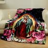 Our Lady of Guadalupe Floral Blanket Bedroom Blanket for Livingroom Couch Lunch Break Soft Throw for Friend's Festival Gift