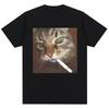 Funny Smoking Cigarette Cat Meme Graphic TShirt Unisex Women Fashion Vintage Tshirts Loose Pure Cotton Casual T Shirt Streetwear