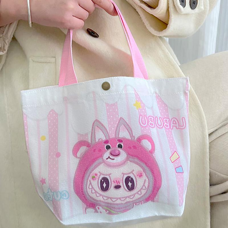 תיק קנבס לאבובו כותנה חמוד מצויר מצחיק תיק טוטה קניות פאוץ' סטודנט נוסע רב-תכליתי פשוט תיקי נשים מתנה