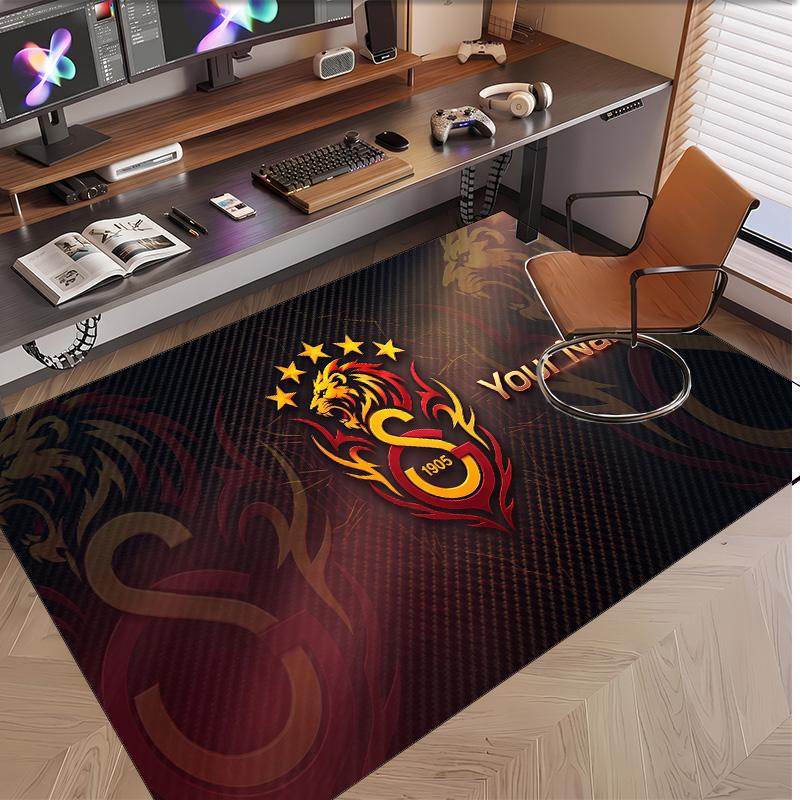 Personalized Crystal Velvet Carpet Galatasaray FC Pattern Non Slip Floor Rug