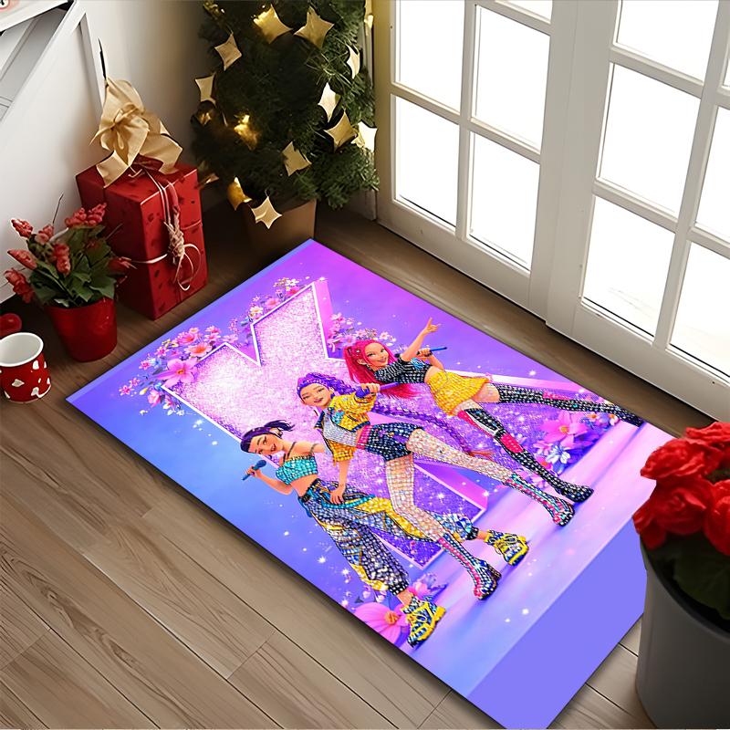[Kpop Demon Hunters Printed Carpet] Non-slip Office Rug, Cozy Area Carprt for Living Room Use, Soft Home Sofa Chair Mat