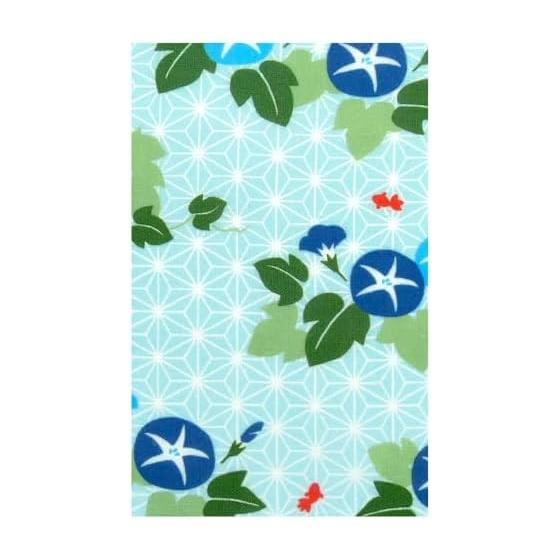 Hamamonyo Tenugui Towel - Small Goldfish and Asanoha Morning Glories, Yokohama Traditional Dyeing, 100% Cotton, Approx. 34cm x 90cm, Raw Edge