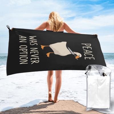 Goose Goose Peace Was Never An Option Beach Towel Soft Microfiber Quick Dry Absorbent Quick Towels For Swimming