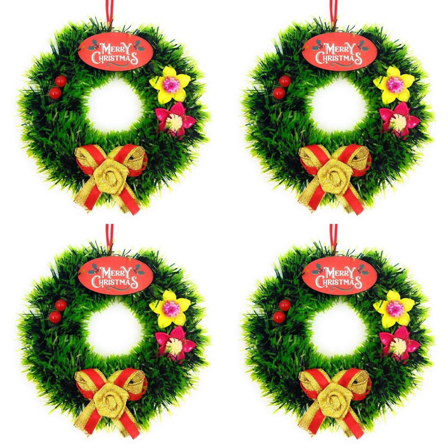 

Christmas Designer Wreath 4.5inch Diameter- (Green Pine, 4Pcs)