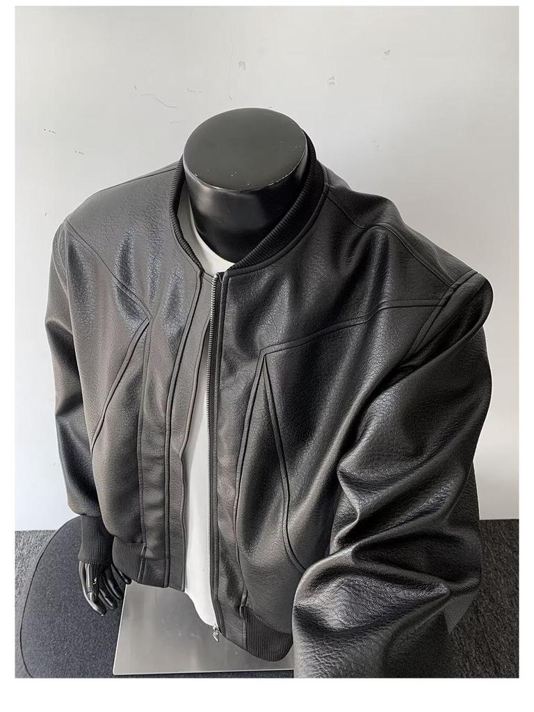 Men's Retro Cracked Leather Motorcycle Jacket - Autumn/Winter Trend