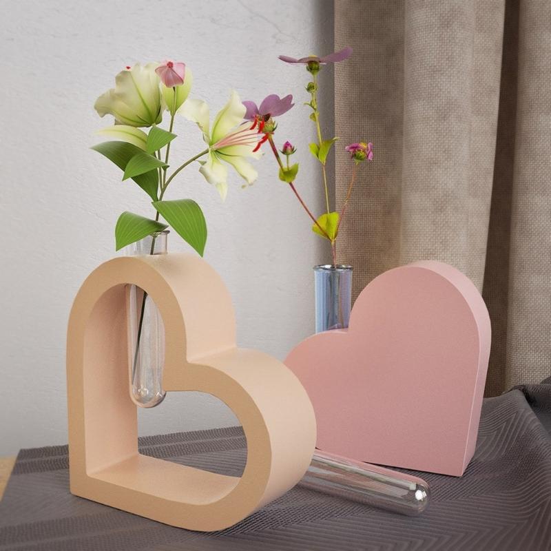 Heart Shaped Vase Silicone Mold DIY Epoxy Resin Molds Test Tube Flower Pots Container Mold Hydroponic Plant Plaster Mold