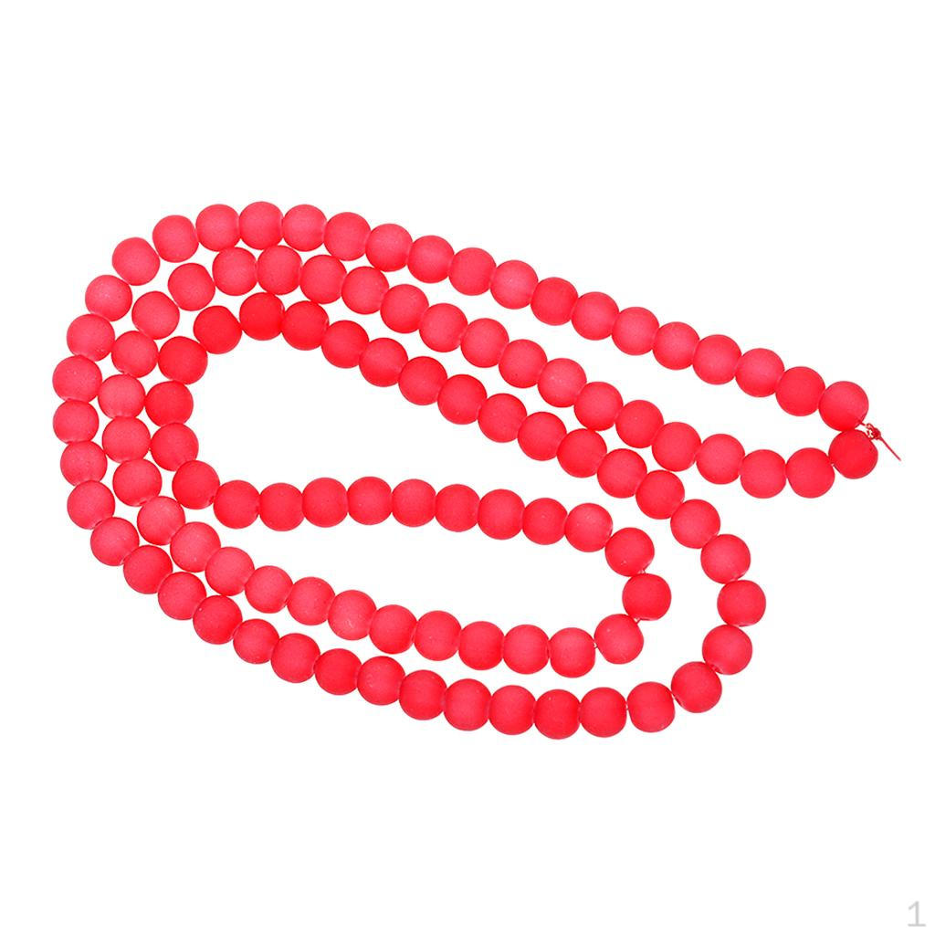 1 Strand Transparent Frosted Glass Round Jewelry Loose Beads - 6 Colors to Choose Red