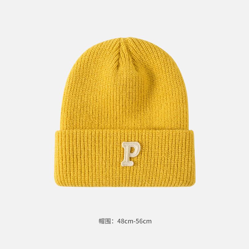 Alphabet Cloth Wool Hat Women's Autumn and Winter Face Small Windproof Ear Protection Cold Hat Fashionable Versatile Warm Knitted Hat