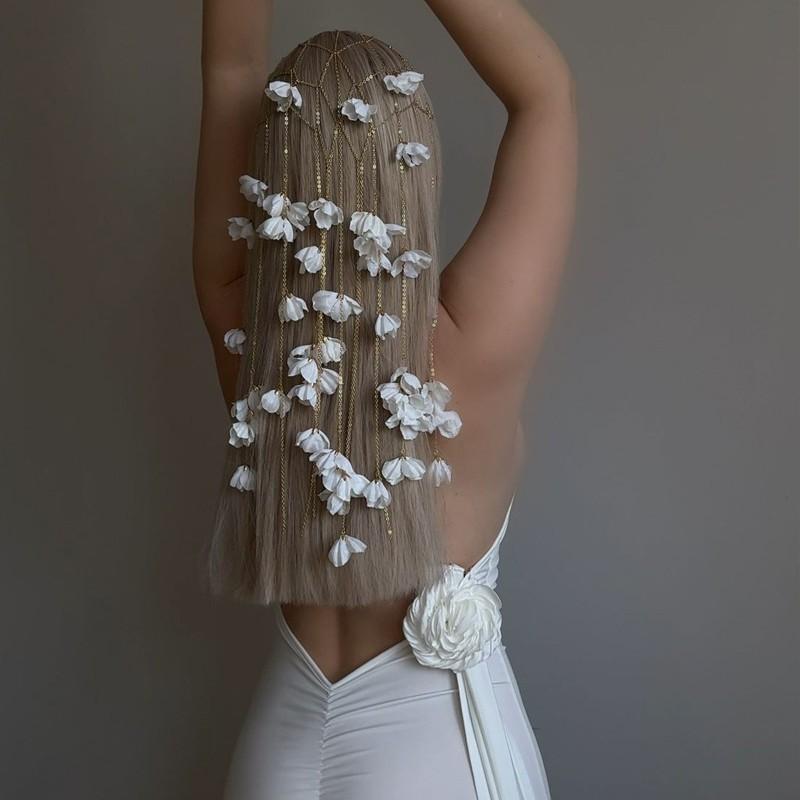 Exploding Fire Flowers Fairy Tassel Headband Niche High-end Princess Style Bride Wedding