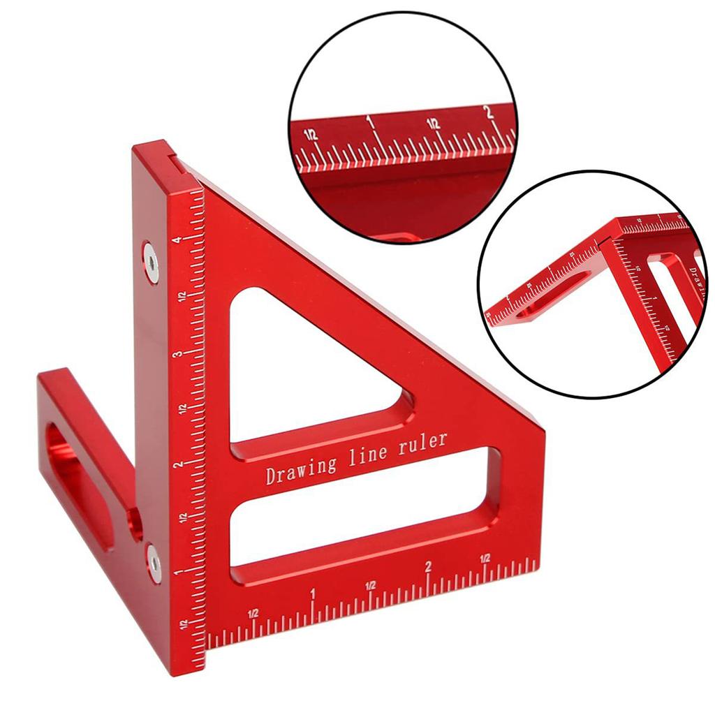 45/90 Degree Aluminum Miters Triangle Ruler Scribers High Precisions Layout Multipurpose Measuring Tool for Engineers