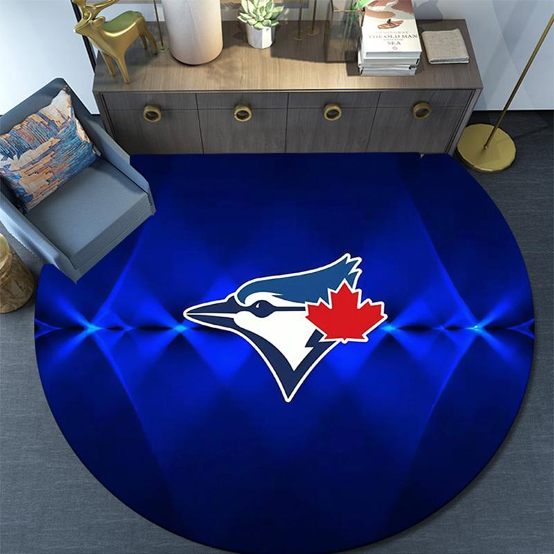 Toronto Blue Jays Round Area Rug,Carpet Rug for Living Room Bedroom Sofa Playroom Decor,Non-slip Floor Mat